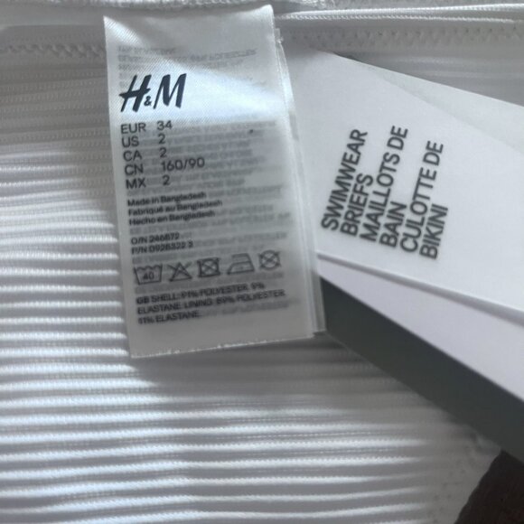 NWT H&M Women's White Ribbed Bikini Size 2 - Picture 4 of 4